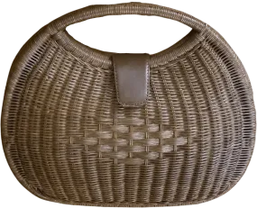 00's Woven Rattan Half Moon Top Handle Bag