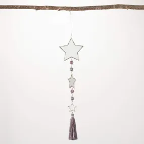 19"H Sullivans Mirrored Star Trio Ornament, Silver Christmas Ornaments