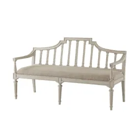 Arched Back Settee with Carved and Fluted Detailing, Available in Two Distressed Finishes