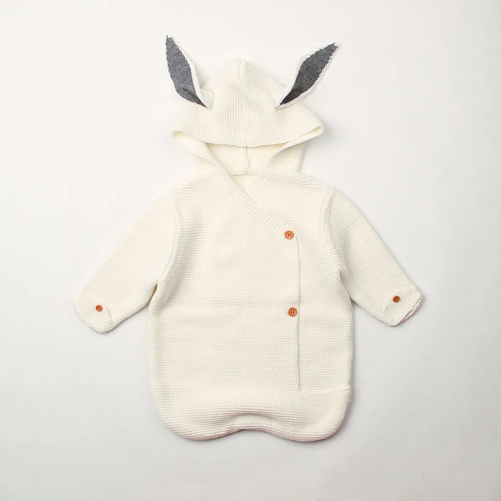 Baby Autumn And Winter Bunny Style Solid Color Knitted Sleeping Bag Holding Blanket Baby Blankets Wholesalers