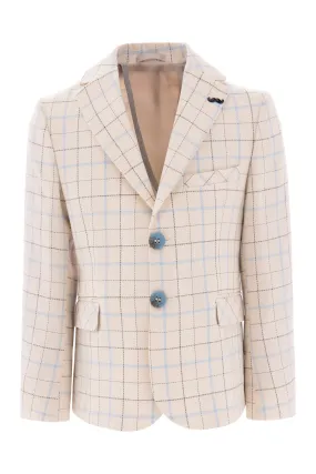 Beige Plaid Print Blazer