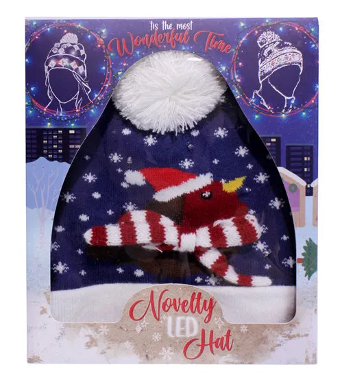 Brandwell Adults Novelty Xmas Led Hat Robin