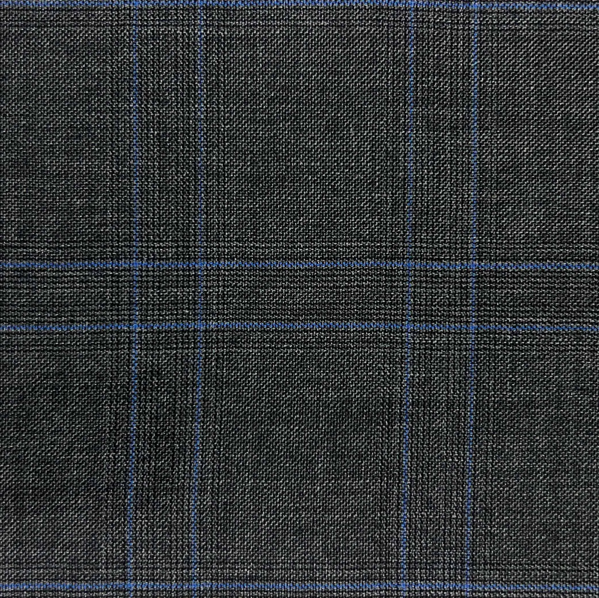 Charcoal Grey With Azure Blue Plaid