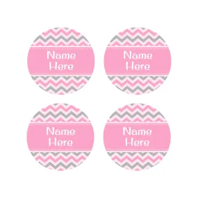 Chevron Round Name Labels 30pk