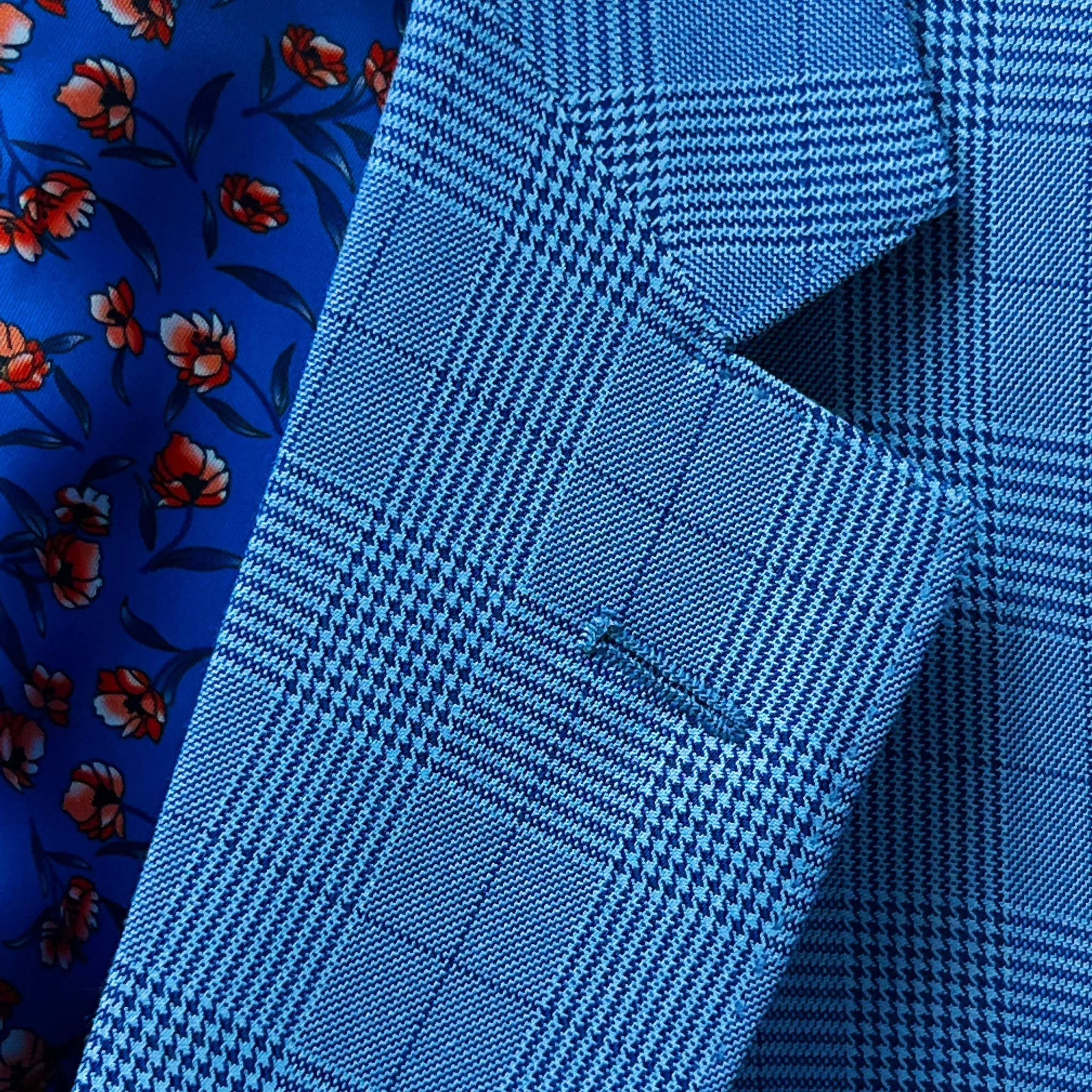 Electric Blue Prince Of Wales Glen Plaid With Fine Windowpane