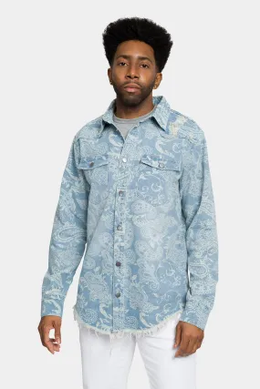 Faded Bandana Paisley Denim Overshirt