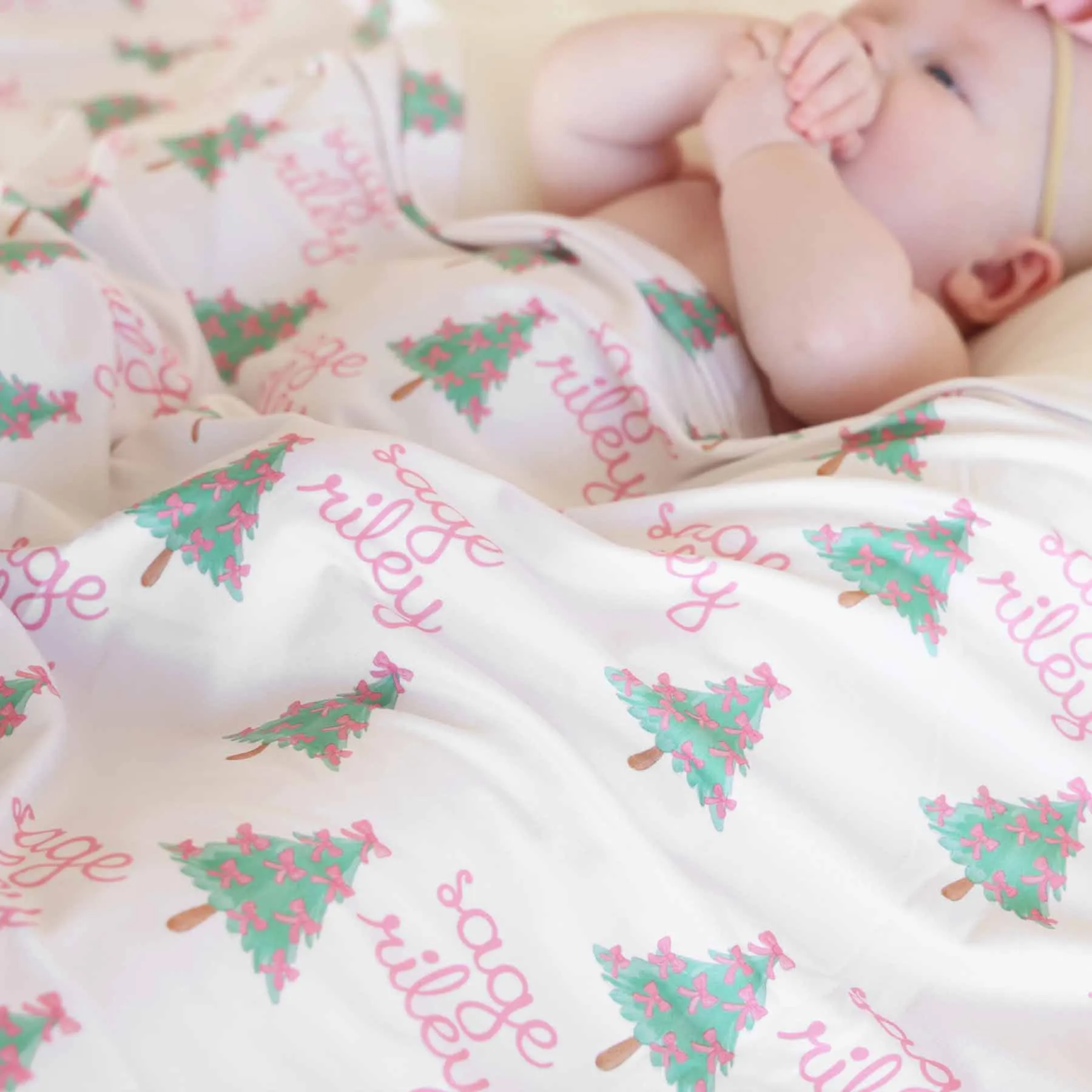 Girlie Christmas Personalized Swaddle Blanket