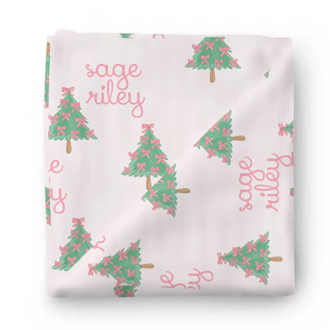 Girlie Christmas Personalized Swaddle Blanket