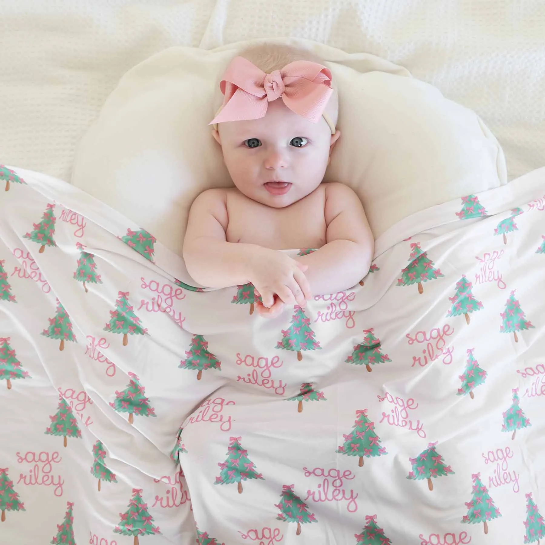 Girlie Christmas Personalized Swaddle Blanket