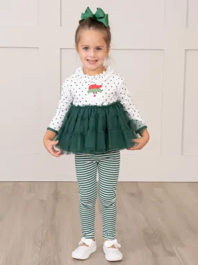 Green Embroidered Santa Tulle Outfit