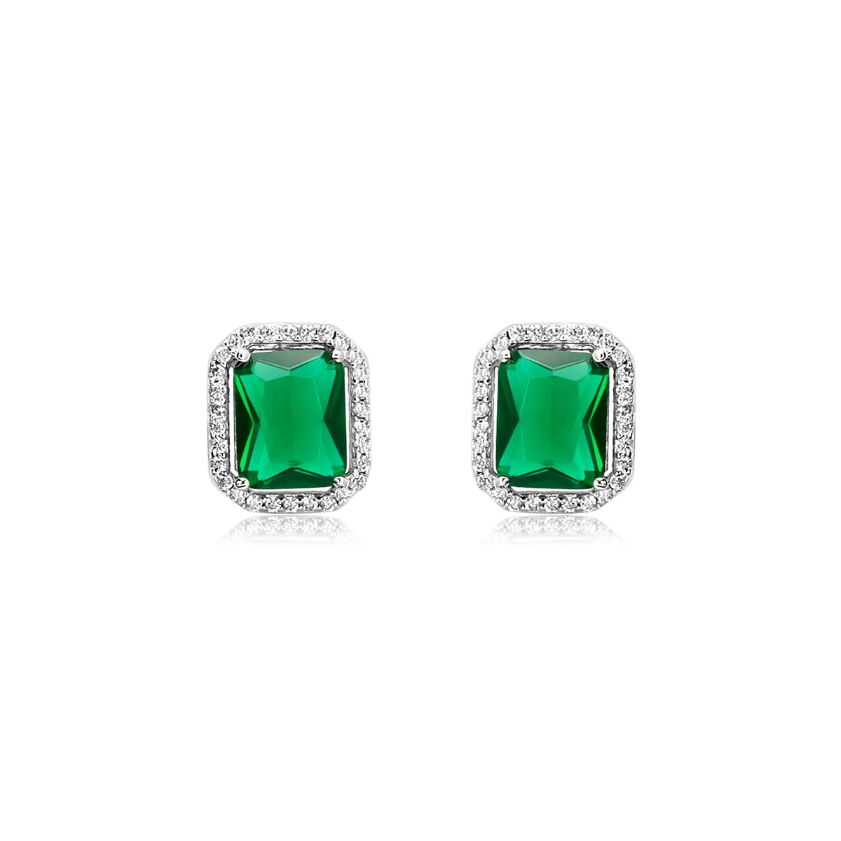 Green Zircon Silver Statement Studs