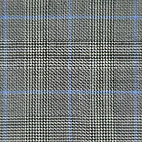 Grey With Sky Blue Windowpane Prince Of Wales Glen Plaid