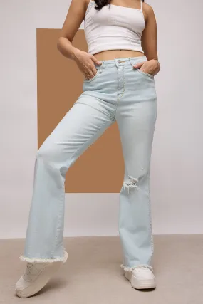 Light Blue Boho Bootcut Jeans