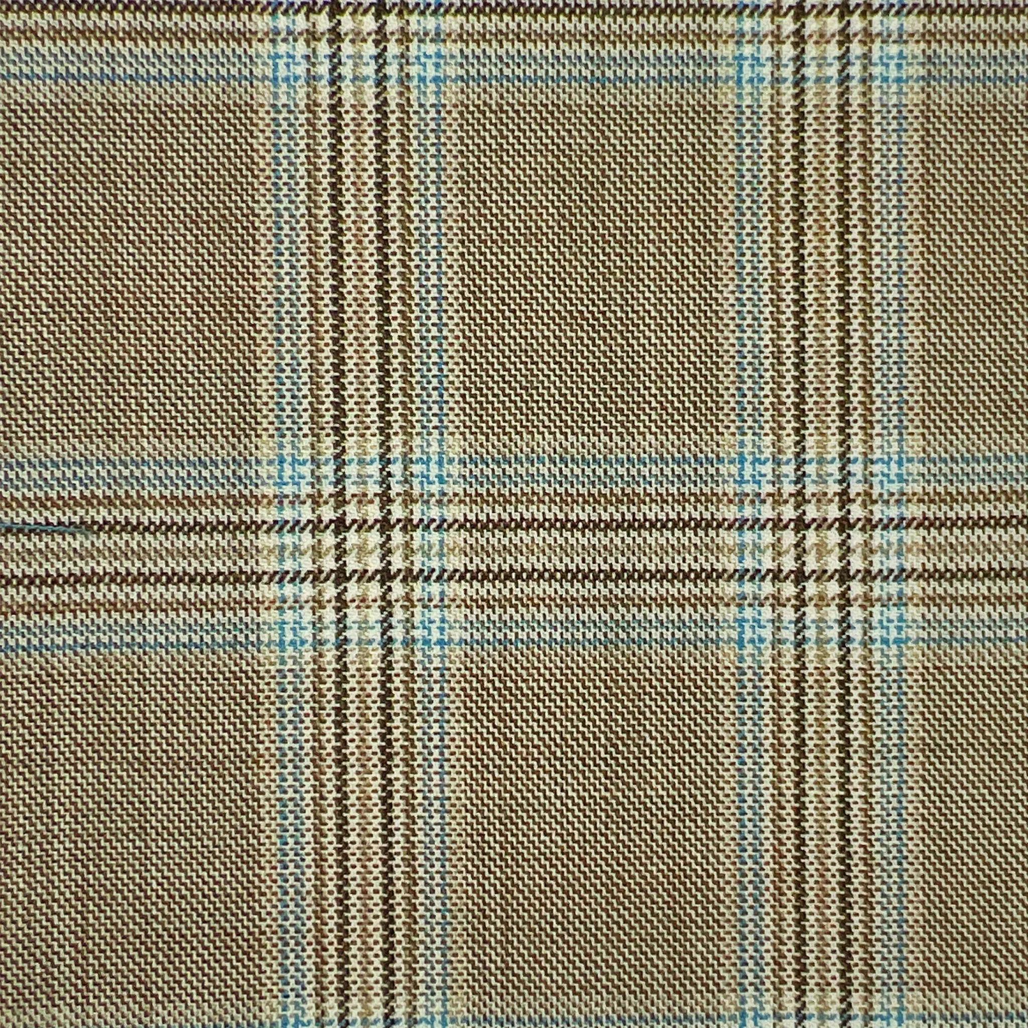 Light Brown Prince Of Wales Plaid w/ Sky Blue Windowpane