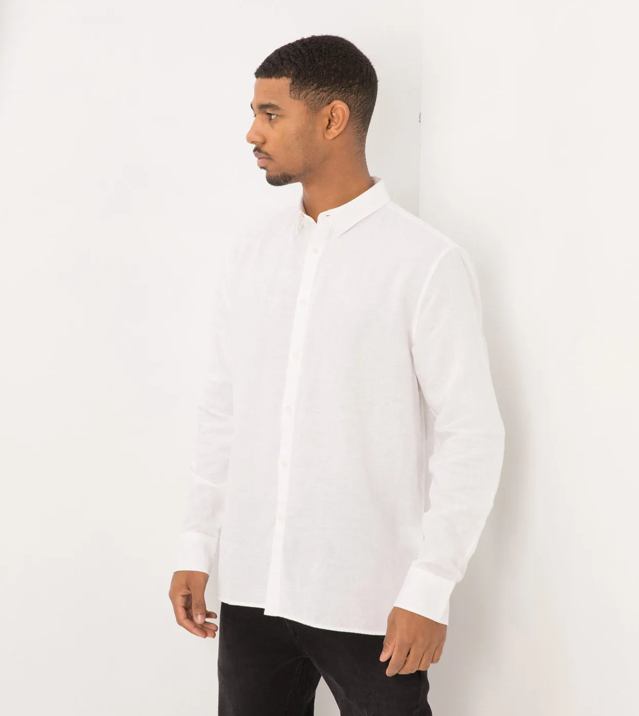 Linen LS Shirt White