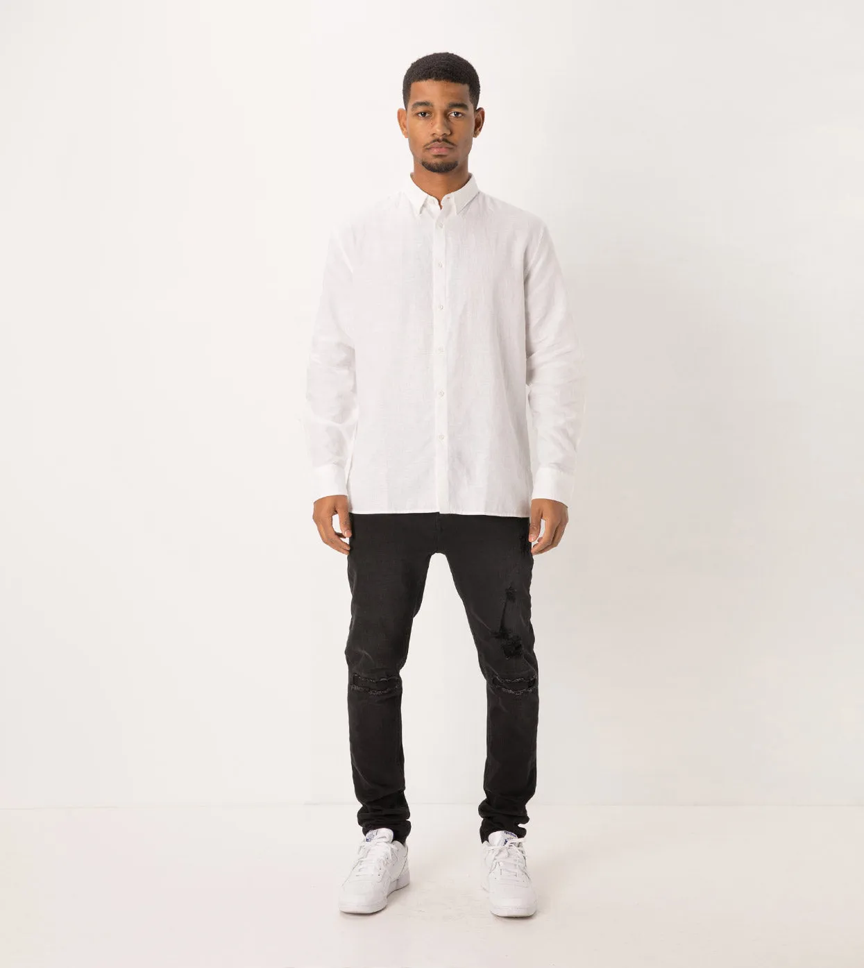 Linen LS Shirt White