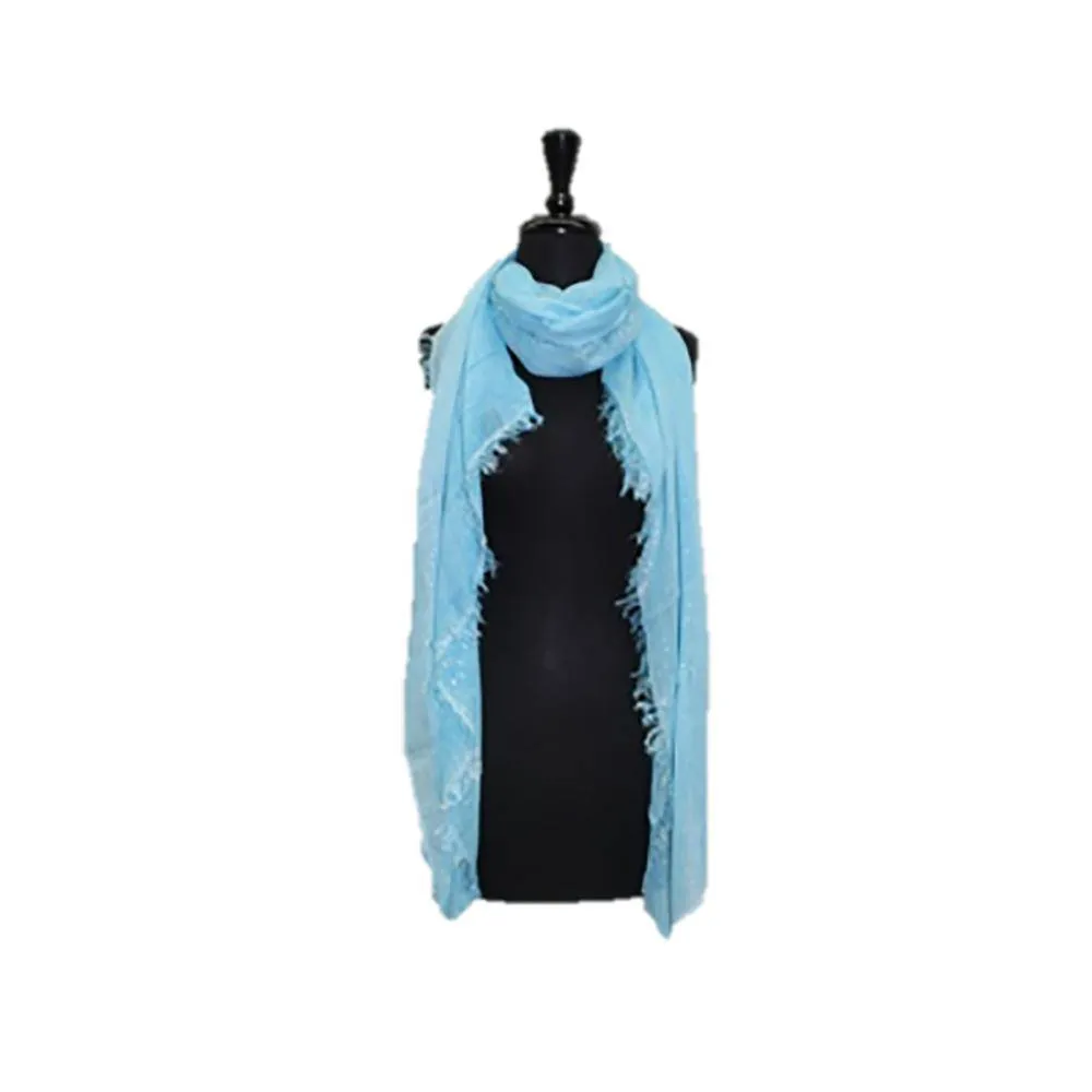 Lurex Frayed Edge Scarf - Blue