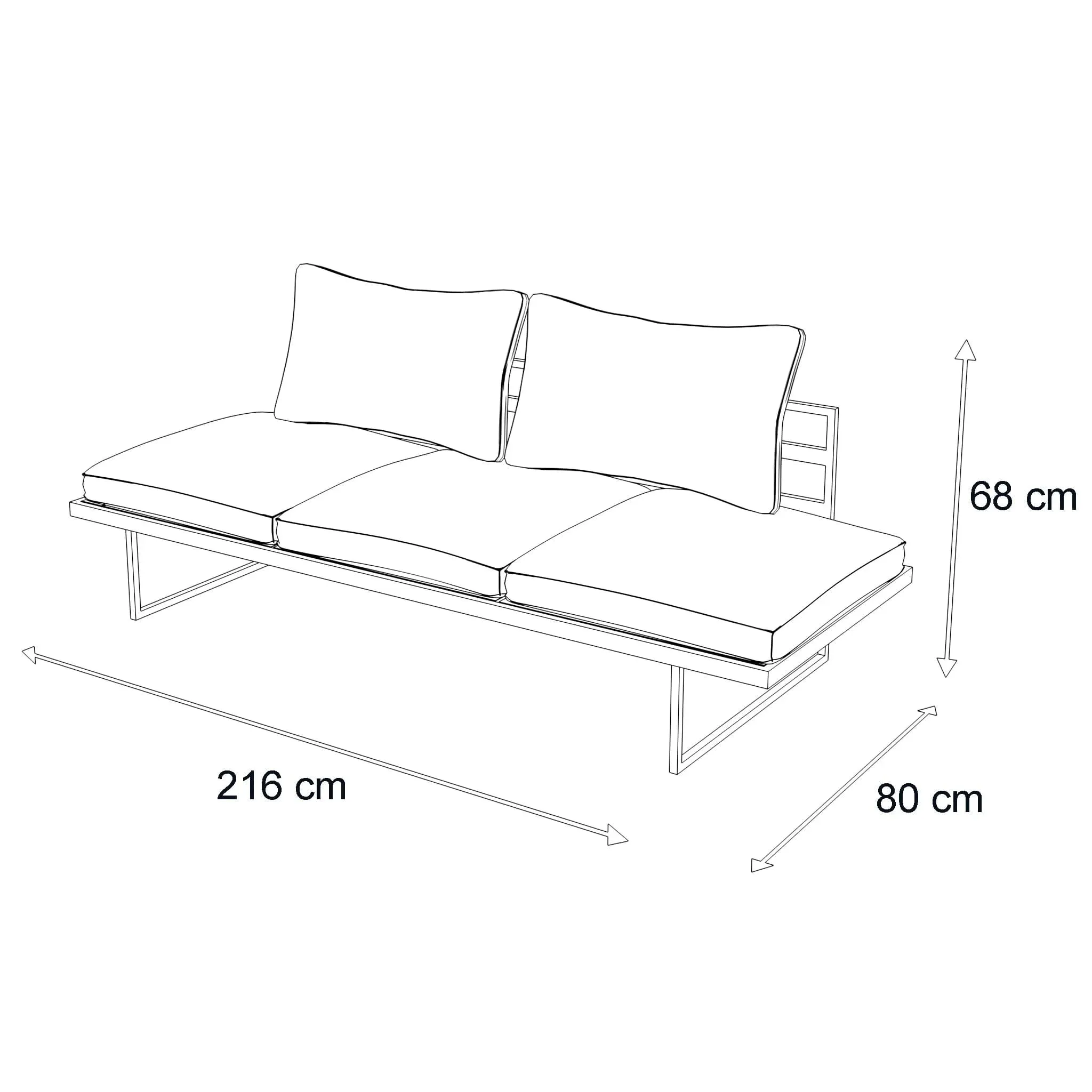 Milan 3 Seater with Dual Sunlounger Functionality in Arctic White Frame and Pebble Olefin Cushions