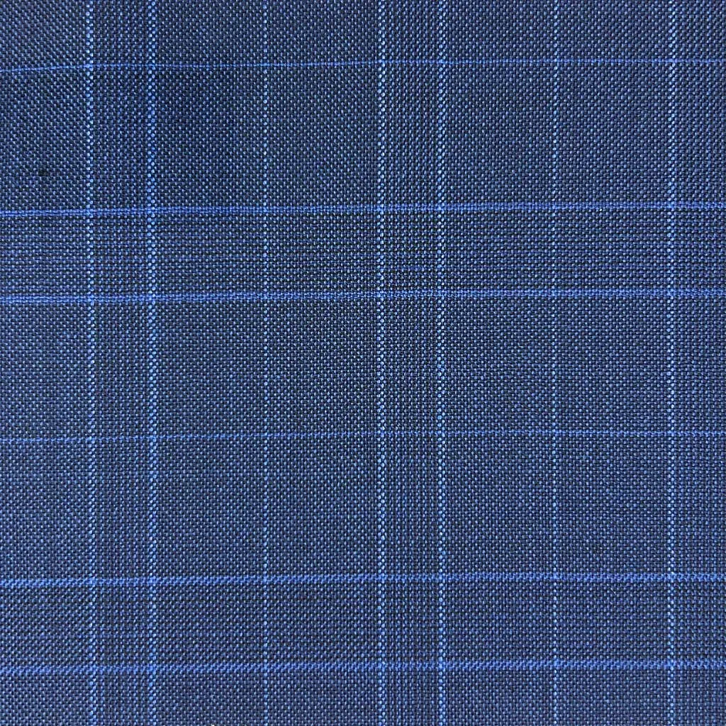 Navy With Royal Blue Glen Plaid With Comfort Stretch