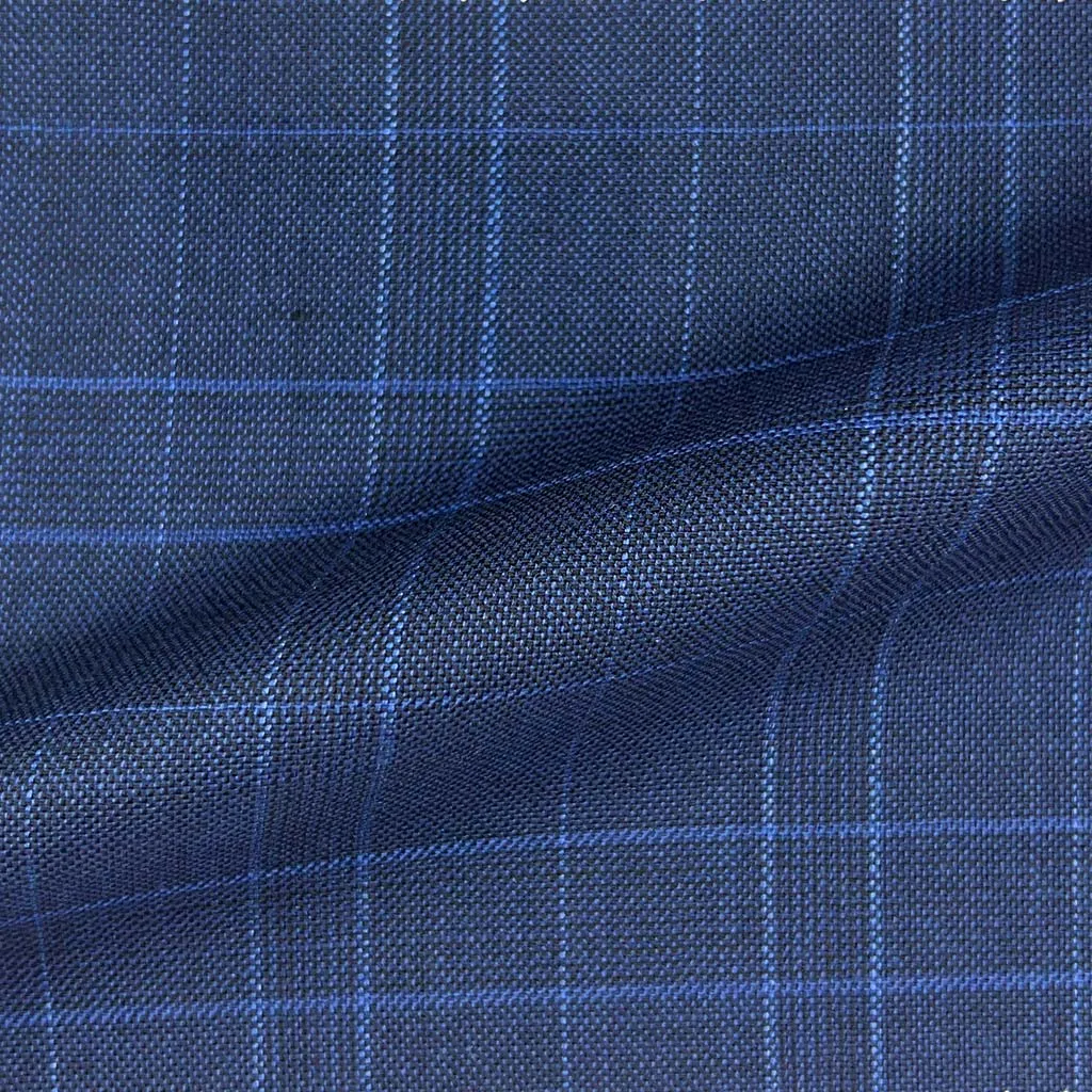 Navy With Royal Blue Glen Plaid With Comfort Stretch