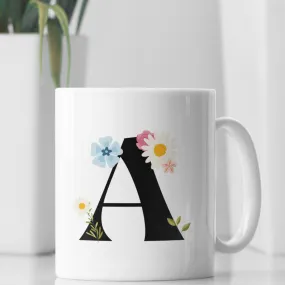 Personalized Coffee Mug - Floral Letter - 325ml