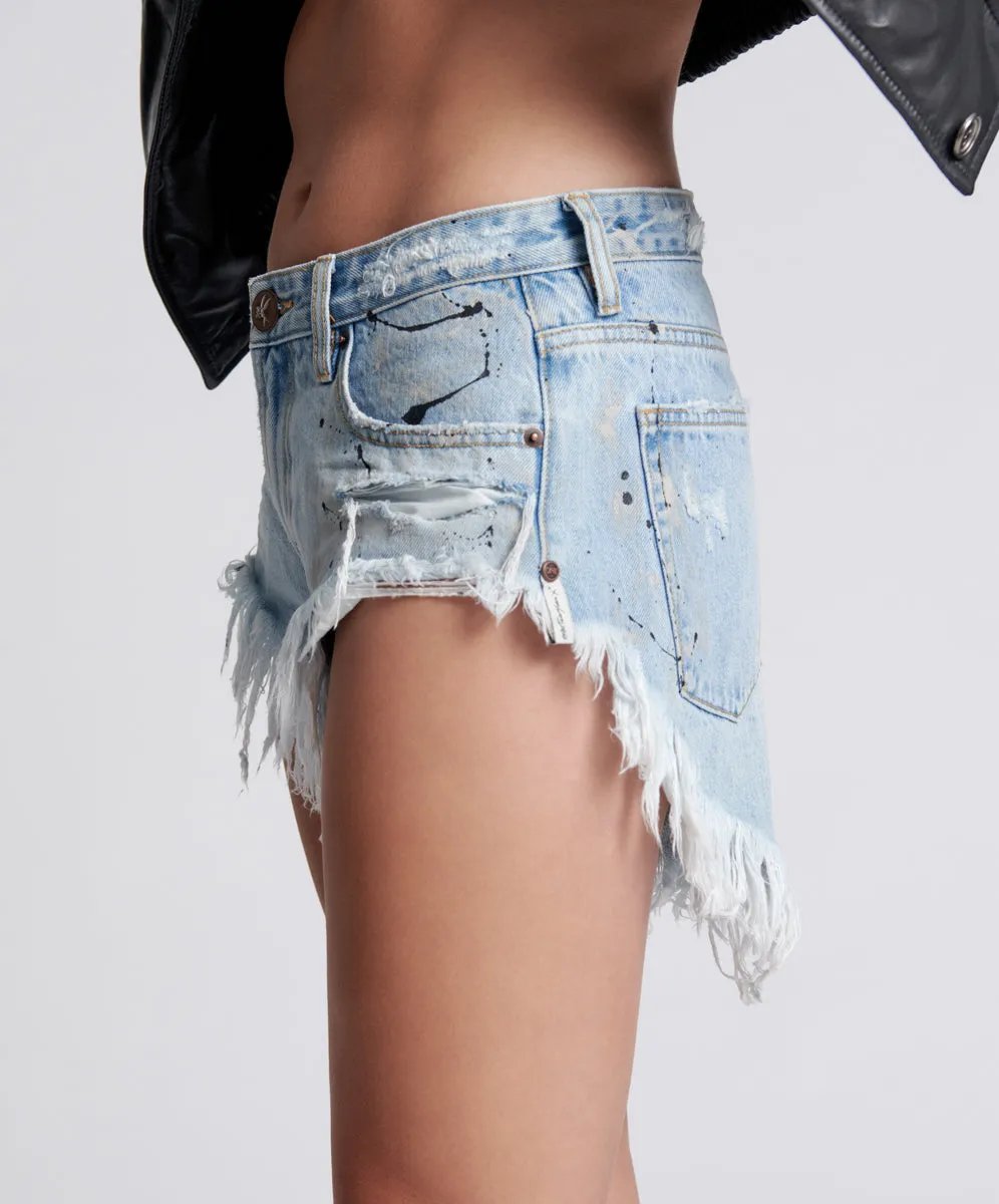 Rollers Low Waist Denim Shorts - Fleetwood Blue Painted Artiste