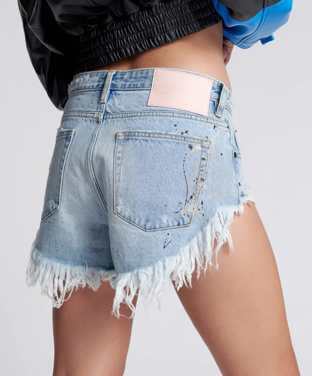 Rollers Low Waist Denim Shorts - Fleetwood Blue Painted Artiste