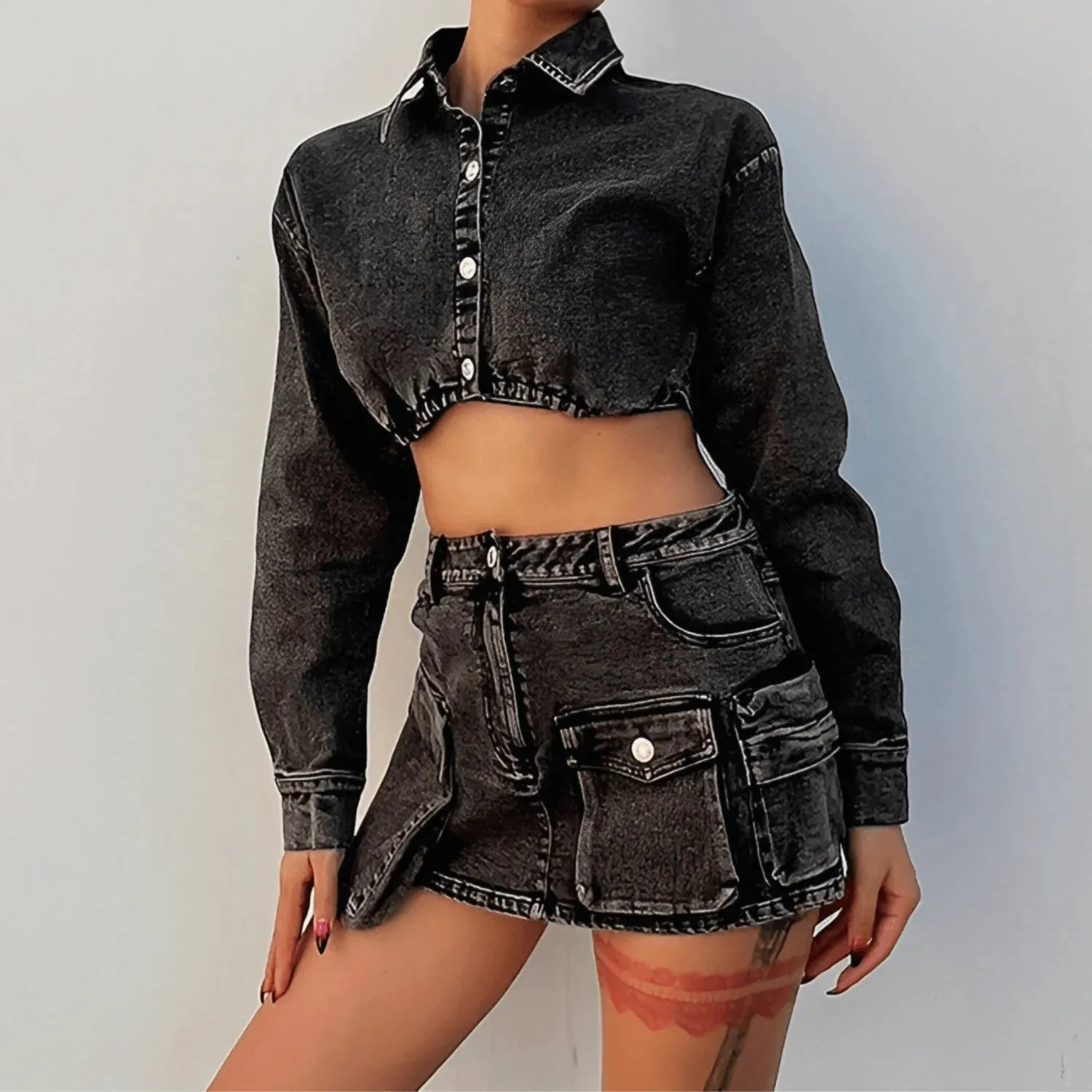 Slim Waist Short Denim Coat