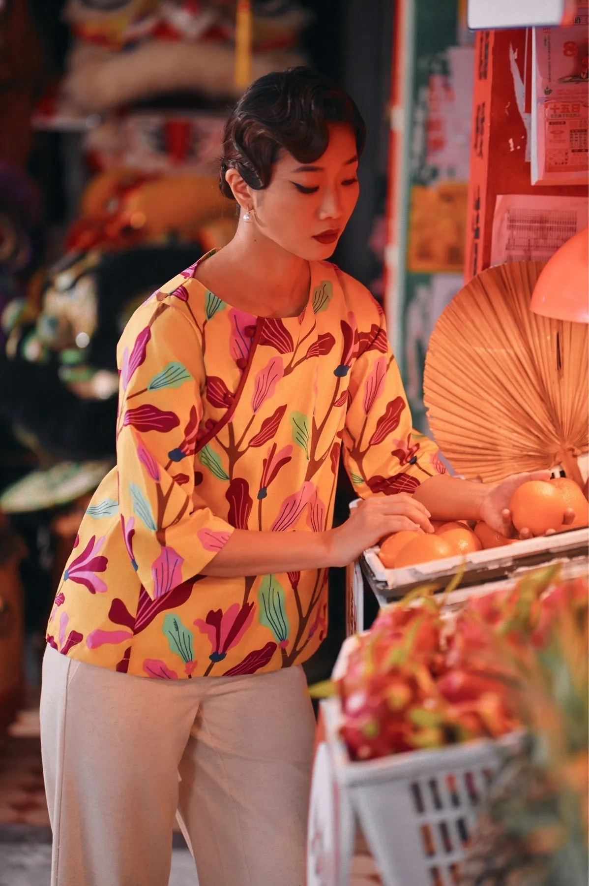 The Chinatown Women Mandarin Blouse - Rich