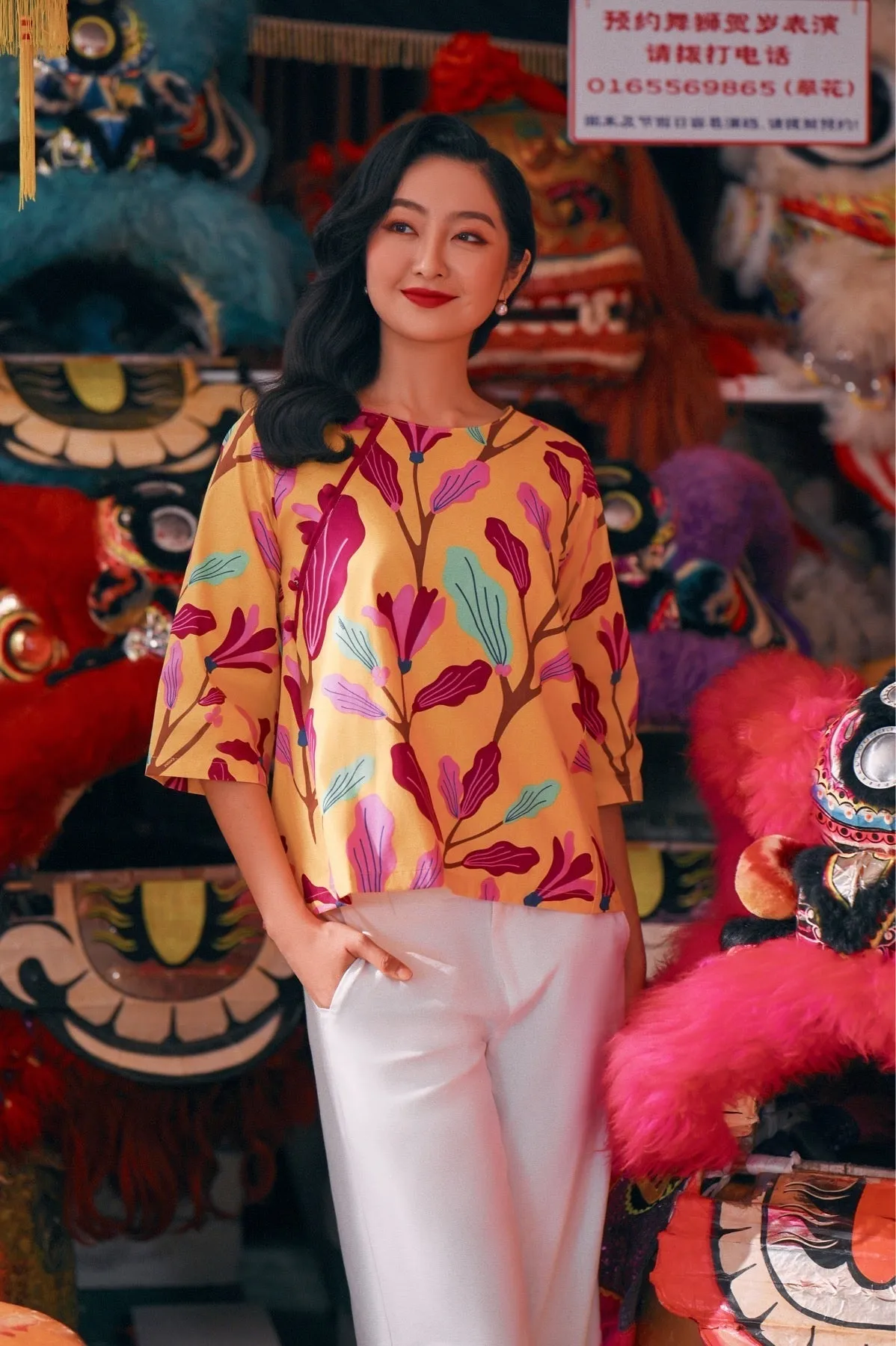 The Chinatown Women Mandarin Blouse - Rich