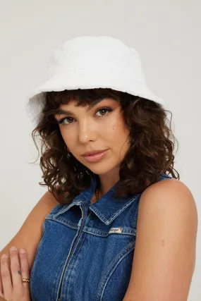 Token Floral Burnout Terry Bucket Hat White