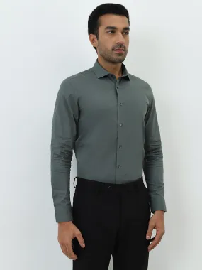 WES Formals Dark Sage Ultra Slim-Fit Cotton Blend Shirt